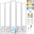 Under Cabinet Lights Wireless, Motion Sensor Light Indoor, Stick On Magnetic Closet Lights with Remote, 3 Color Temps & Dimmable, LED Rechargeable Under Counter Lights for Kitchen, Wardrobe, Stairs