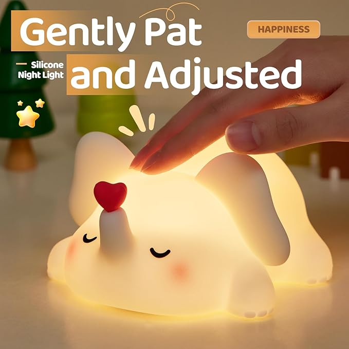 Little Loving Elephant Cute Night Light, 3-Level Dimmable Soft Light, Timed, Rechargeable, Silicone Bedside Touch Lamp, Creates a Cozy Ambiance, Ideal Decoration and Gift for Girls, Women, and Kids