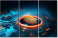 TUMOVO Modern Wall Art for Living Room 3 Panel Concept of Cybersecurity and Data Protection Canvas Prints Art for Home Decoration Wooden Framed Ready to Hang Posters and Prints, 42" Wx28 H