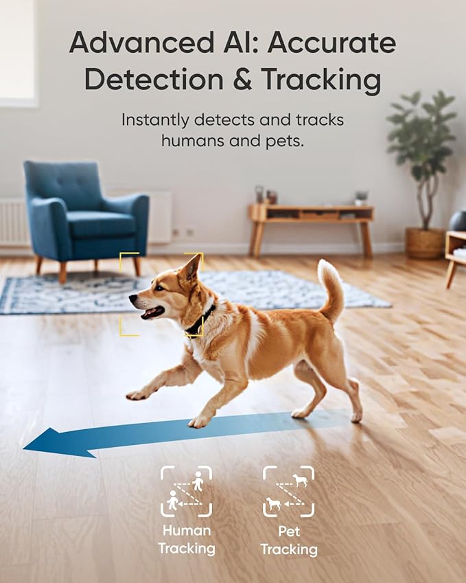 eufy Security 4K Indoor Camera E30,360° Pan Tilt,AI Auto Tracking,Color Night Vision,Pet/Baby/Nanny Monitor with Two-Way Audio,AI Human/Pet Detection,Works with HomeKit, No Monthly Fee, Black