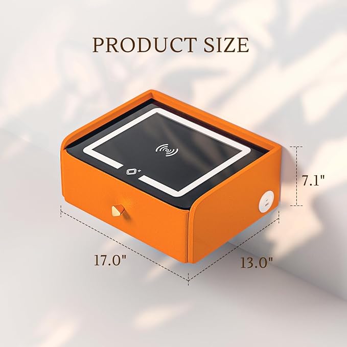 HOMEMORE Floating Nightstand with Charging Station Bedside Table LED Smart Bedside Table Wall Mounted Nightstand Orange