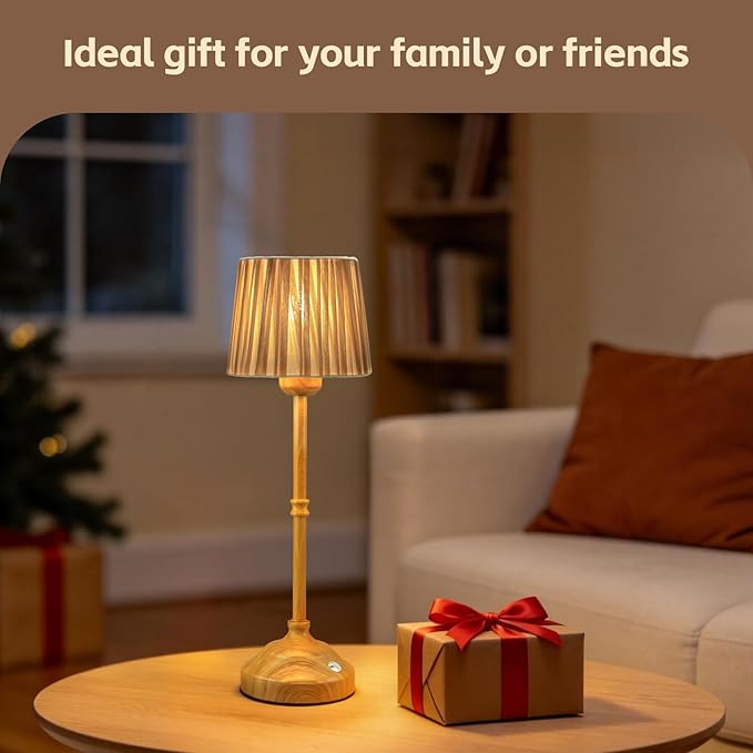 TRRMEZY 17.5" Cordless Touch Bedside Lamp for Bedroom Nightstand Nursery, Battery Operated Rechargeable, 3-Color Dimmable Night Light for Kids Room, Living Room, Desk, End Table, LED Bulb Included
