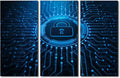 Security Lock Symbol Picture 3 Pieces Wall Decorations for Living Room AI Intelligence Canvas Prints Lock Painting Wall Art Contemporary Wall Decor for Home Office Framed Ready to Hang, 42"Wx28"H