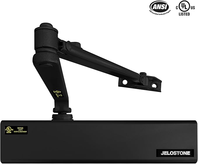 Heavy Duty, Commercial Door Closer D8000DA, ANSI Grade 1, UL 3 Hour Fire Rated, ADA Compliant, Delayed Action, Adjustable Spring Size 1-6 for Doors(44-330LB/30-60 in), Indoor/Outdoor(Matte Black)