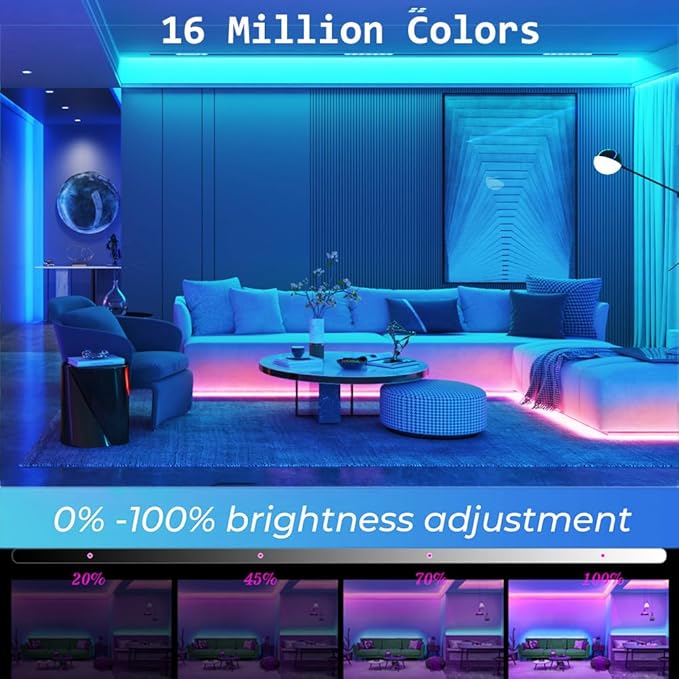 Sumaote RGBW COB Led Strip Light 32.8 FT, 24V 6720LEDs 12mm Width RGBW WiFi Tape Light with APP & Remote Control, 3000K Dimmable for Indoor Home Decor, Compatible with Alexa
