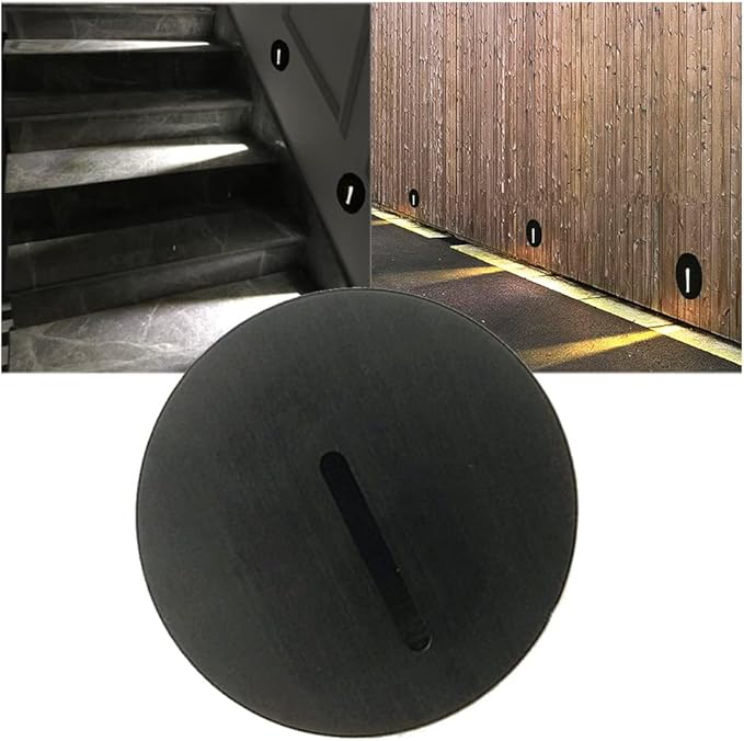 TTPP 1W LED Recessed Wall Lamp Stair Light AC85-265V Step Light Indoor Recessed Staircase Lamp Stairway Corridor Wall Foot Lamp Sconce Lights-CoolWhite-Black