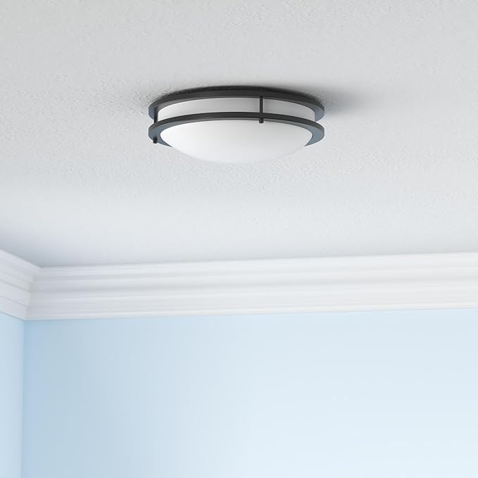 LUXRITE 12 Inch LED Flush Mount Ceiling Light, 5 Color Selectable 2700K | 3000K | 3500K | 4000K | 5000K, Dimmable, Modern Ceiling Light Fixture, 14W, 1120 Lumens, Energy Star, ETL Listed, Matte Black