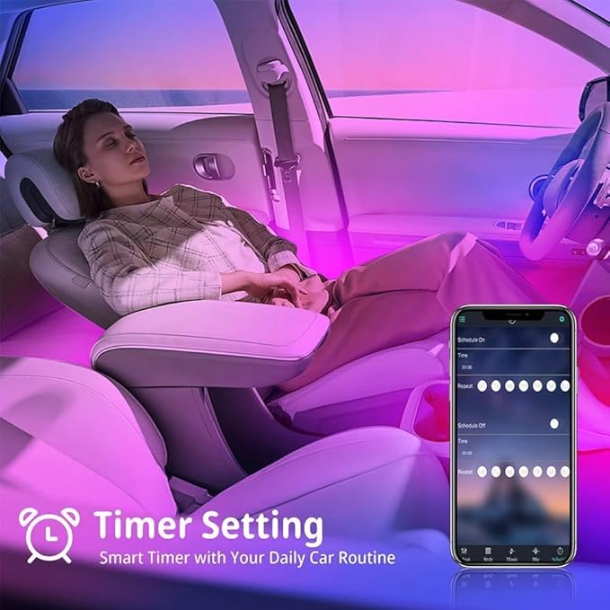 Car LED Lights, 72 LED Smart Car Interior Lights RGB with App Remote Control,Multicolor Footwell Under Dash Inside Light Kits Music Sync Mode, for Vehicle Internal, SUV, Trucks, 12V
