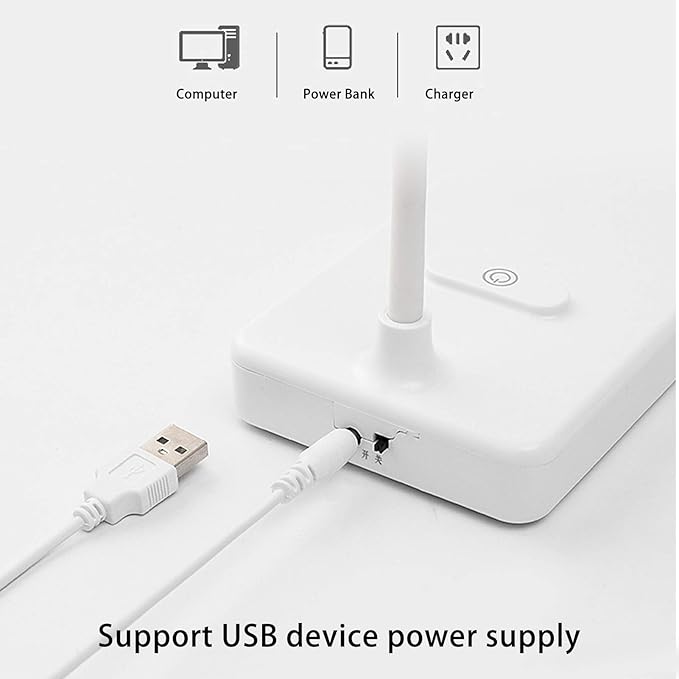 Jeanoko LED Eye Protection Desk Lamp Dimmable USB Charging for Reading Office Home White 22.4 X 4.6in Natural Light, White Light, Warm