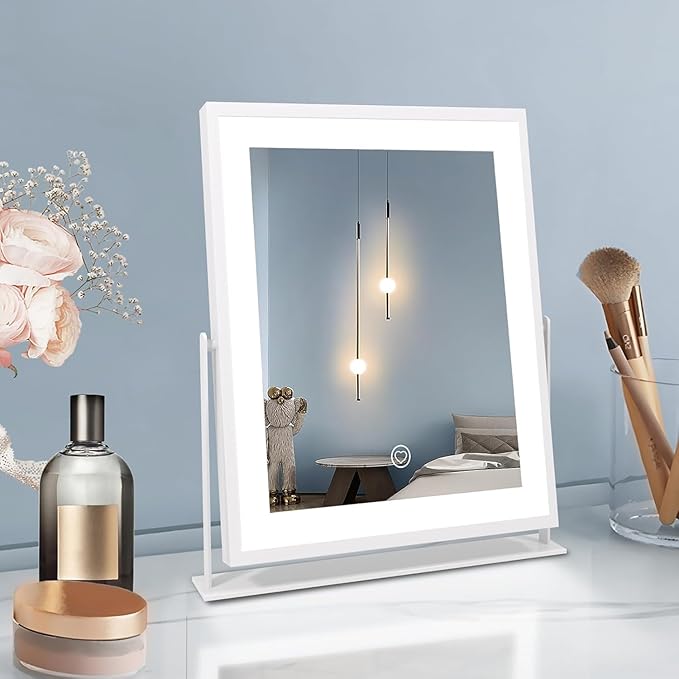 Beelux Vanity Mirror with Lights, 11" Makeup Mirror with Dimmable Light, Smart Control, Memory, Adjustable 3 Modes Lighted LED Mirror for Christmas Birthday Thanksgiving Mother's Day White