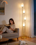 Lightdot Gold Floor Lamp 4-Lights Dimmable Floor Lamps with Oval Lampshade 3000K Bulbs Included Unique Modern Standing Tall Lamp for Living Room/Bedroom/Sofa Beside/Corner Decor