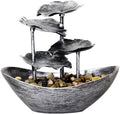 Meditation Decor, Desktop Lotus Leaf Yuanbao Flowing Water Fountain Decoration Living Room Screen Porch Home Decoration, LED Atmosphere Night Light,Office Home Decoralth (B)