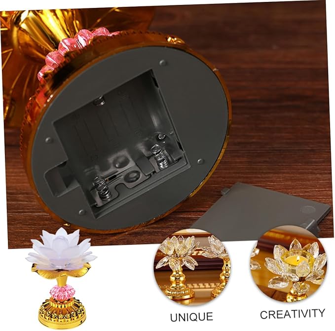 SUPVOX LED Lotus Shaped Lamp Home Decoration Color Changing Desktop Light Buddha Lamp Ornament for Meditation and Spiritual Zen Decor