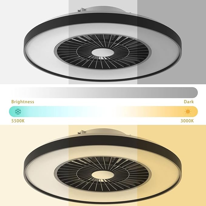 Smart LED Ceiling Light with Fan,RGB Ceiling Fan Lights, Stepless Dimming, 60CM Modern Fan Lighting,Ceiling Fan with RGB Light for Living Room, Dining Room, Bedroom