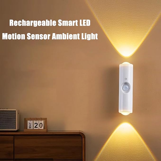 4PCS Rechargeable Smart LED Motion Sensor Ambient Light, Motion Sensor Night Light,Cordless LED Wall Night Lights,Magnetic Mount,500 mAh BatterySuitable for Bedrooms,Stairs,and Wardrobes(RGB 7-Color)