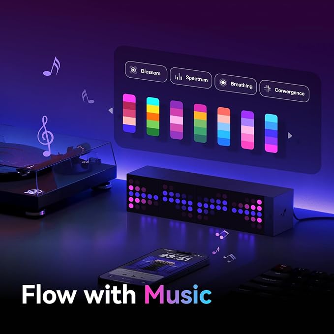 YEELIGHT Smart Pixel Art Table Lamp, 4 Pack Cube Light Kit with Music Sync, DIY LED Display with Clock Mode, RGB Mood Night Light Works with Matter and Alexa, App Control, for Gaming Room & Bedroom