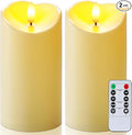 Raycare 6"x3" Outdoor Waterproof Flameless Candles with Remote and Timer, Battery Operated LED Electric Fake Pillar Candle for Christmas Home Wedding Decor, Dark Ivory, Set of 2