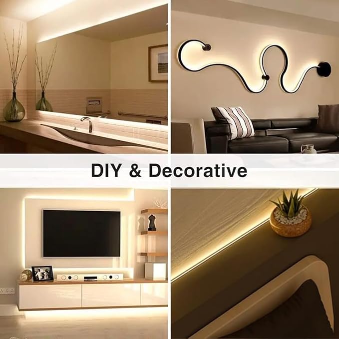 TOPAI 24V Thin 5mm COB LED Strip 3000K Warm White 16.4ft Super Bright 4000lm CRI>90 Uniform Dotless 400LEDs/M Flexible Cuttable LED Tape Light for DIY, Bedroom, Under Cabinet Lighting