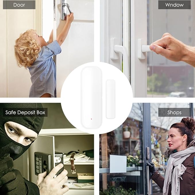 Mengshen 2 Pack WiFi Door Window Sensor Smart Contact Sensor with App Alerts for Home Security Works with Tuya Smart Life Devices Compatible with Alexa Google Home