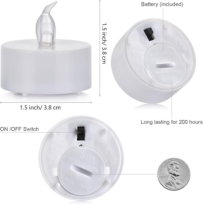 Tea Lights Flameless Battery Operated Candles-LED Flickering Votive Candle Long Lasting 200 Hours,24 Pack Realistic and Bright for Seasonal Festive Celebrations Decoration Warm White