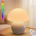 Cordless Cute Mushroom Lamp with Remote Control, 9 RGB, Cordless Lamps for Tables, 3 Color Temperature, Stepless Dimmable, Timer, Memory, Unique Aesthetic Home Decor for Living Room (White)