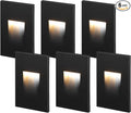 LEONLITE 5CCT 120V LED Step Lights, 3.5W 150LM 5%-100% Dimmable Indoor Outdoor Waterproof Vertical Stair Light, 2700K/3000K/3500K/4000K/5000K Selectable, CRI90, ETL, Aluminum, Black, Pack of 6
