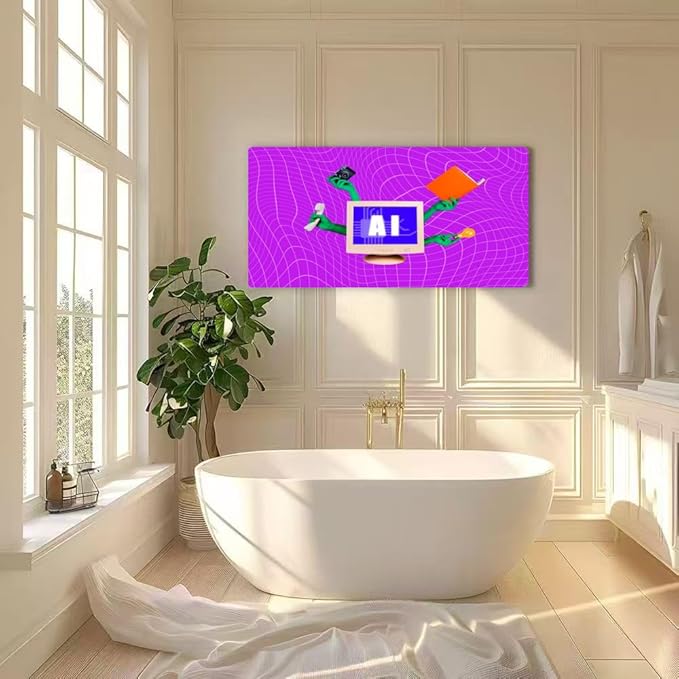 Wibinuki Wall Art Wall Decor Wall Paintings Composite collage of hands hold artificial intelligence multitask for Living Room Bedroom Bathroom Home Decor Can Be Hung Directly 20"x 40"