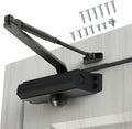 Automatic Door Closer Heavy Duty Fire Prevention Spring Hydraulic Aluminum Alloy Surface Mounted Residential Commerical Door Closer (Black, Size2-Door Weights 99-187 Lbs)