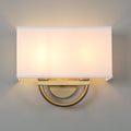 Yosoan White Fabric Cloth Boho Aged Brass Gold Wall Sconce Stairwell Fixture Light, 2-Light Indoor Hardwired Dual Vanity Wall Mount Vintage Antique Metal Base Lights Square Shade for Bedside Hallway