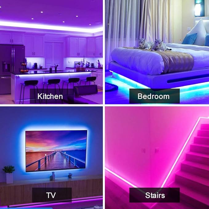 deerdance Smart LED Strip Lights, 32.8feet Works with Alexa Google Assistant APP Control Music Sync 16 Million Colors 5050 RGB WiFi Light Strip for Bedroom TV Ceiling Kitchen Cabinet Party,Multicolor