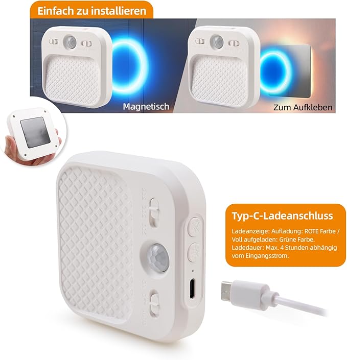 Motion Sensor Cabinet Lights Rechargeable with Timer, Day & Night Sensor Modes, Under Cabinet LED Light with 3 Color Temperatures Stepless Dimming, Magnetic Closet Light for Kitchen, RV, Cruise