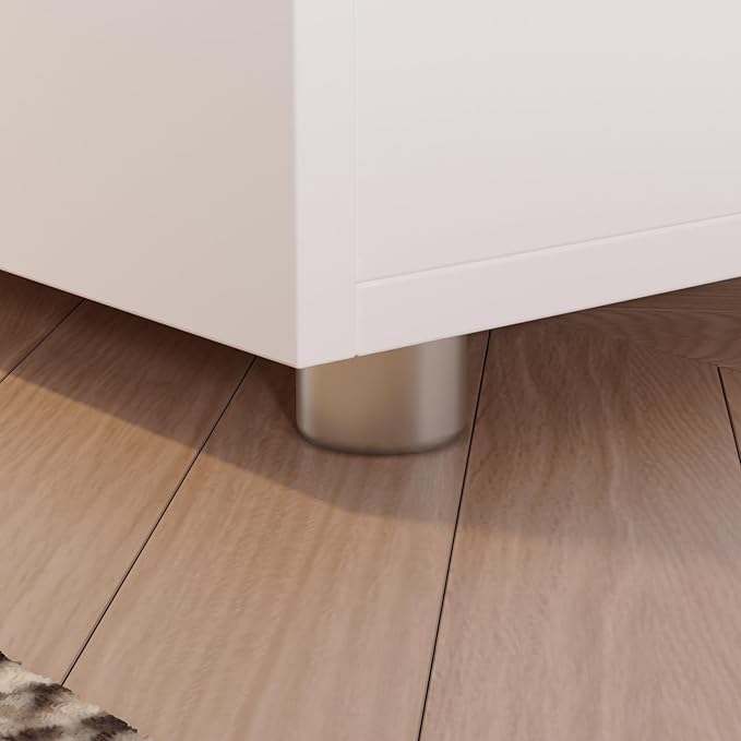 FAMAPY Modern Nightstand with 2 Drawers, Bedroom Storage Cabinet, Modern End Side Table, No Handle Design, for Living Room White 15.7”W x 11.6”D x 18.9”H