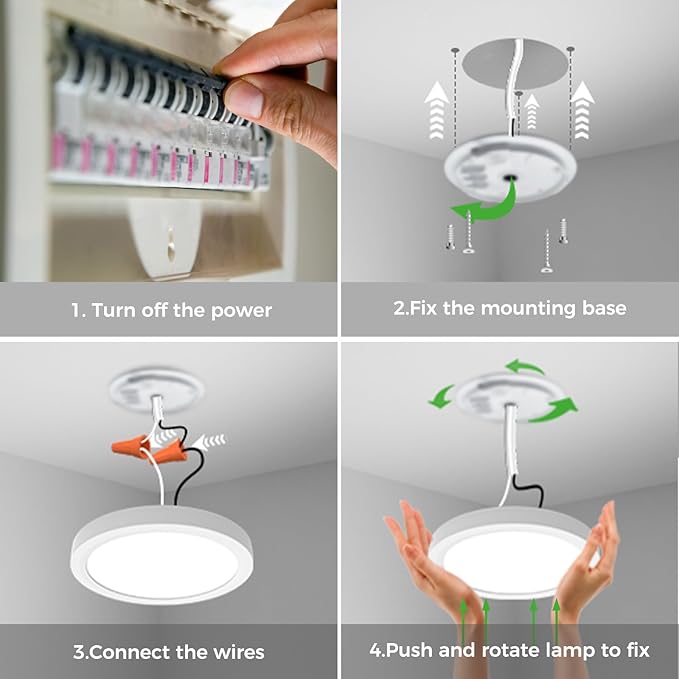 zemty 7 Inch LED Ceiling Light with Night Light 1800K, 2 Pack 3000K/4000K/6500K Dimmable Light Fixtures with Remote Control,12W 1200lm Flush Mount Ceiling Lamp for Bedroom Bathroom Kitchen-White