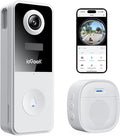 ieGeek Video Doorbell Camera Wireless, Head-to-Toe 180° Ultra Clear, 2K 3MP HD Video No Subscription Fee, Smart Motion Detection, Real-time Alerts, Support Local Storage, Only 2.4GHz WiFi