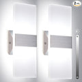TRLIFE Modern Wall Sconces, Dimmable Wall Sconces Set of 2 Wall Mounted Lights 12W 6000K Cool White Hardwired Wall Sconce Lighting for Bedroom Bedside Living Room Stairway Hotel(2 Pack)