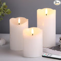White Flameless Pillar Candles with Remote, LED Candles Battery Operated, Real Wax Electric Candles Flickering Set of 3