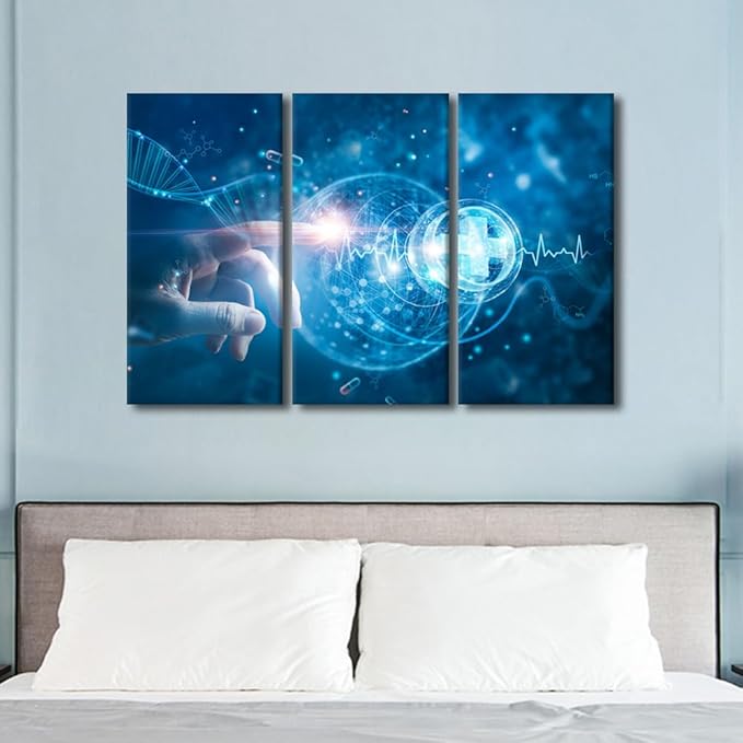 Rebotipy Wall Art Decor Modern Home Wall Canvas Art Doctor Poster Artwork 3 Panel Living Room Canvas Art Medical Technology and Innovation Wall Art Decor for Living Room Bedroom Decoration 28" Wx42 H