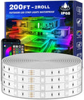 LETIANPAI 200ft Outdoor LED Strip Lights Waterproof 1 Roll,IP68 Outside Led Light Strips with App and Remote,Music Sync RGB Exterior Rope Self Adhesive Back for Deck,Balcony,Pool