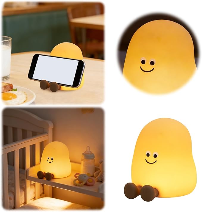 Potato Night Light for Kids, 7 Color Changing Soft Silicone Night Light, Touch Dimmable Lamp with 3 Brightness, Rechargeable Bedside Lamp with Timer, Cute Desk Decor Gift for Toddler Boy Girl