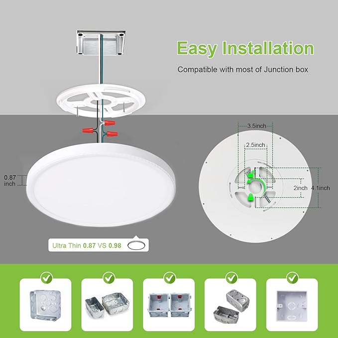 hunhun 12 Pack 3200lm LED Flush Mount Ceiling Light 28W 12 Inch 5CCT Adjustable Super Slim 0.87 inch led Ceiling Light Fixture Round Ceiling Lamp for Bedroom Living Room Kitchen Laundry White
