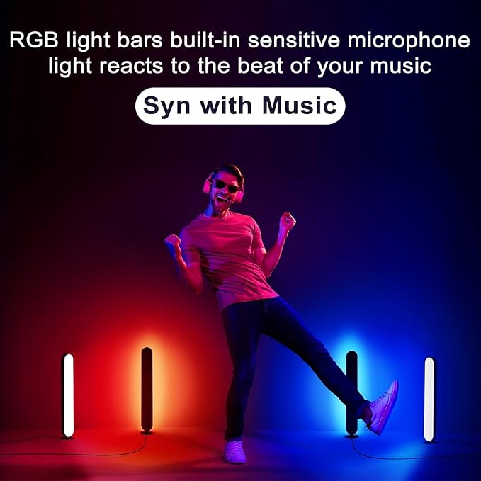 ThreeH Smart LED Light Bars Double LED Ambient Lamps APP and Remote Control USB Powered Colors Music Sync Timer Setting for PC Room Gaming TV Backlight