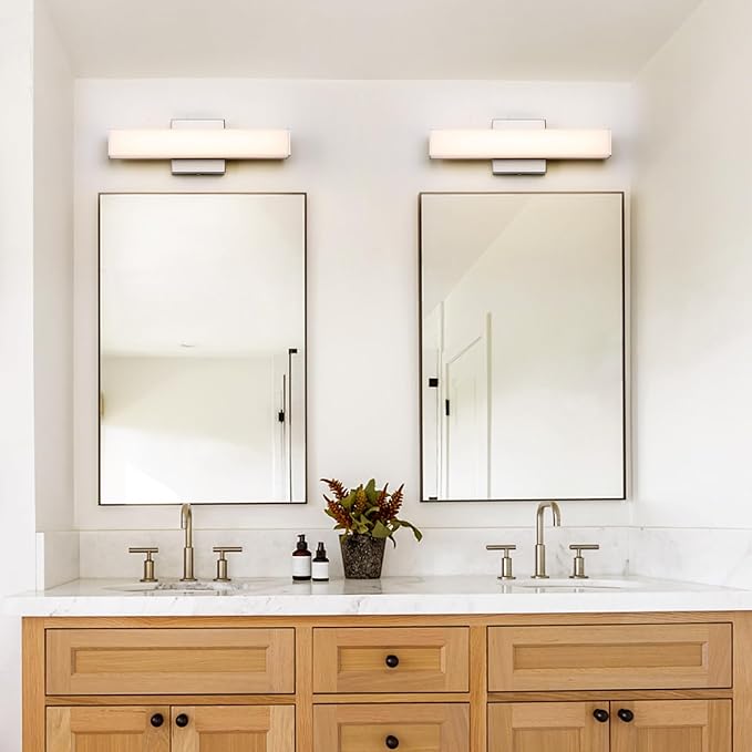 Brushed Nickel LED Vanity Lights for Bathroom 15.7inch Modern Bath Light Fixture Over Mirror 3 Color Temperature Adjustable 18W Anti-Fog Lighting for Bathroom, Dressing Table, Dressing Room