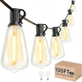 Svater Outdoor String Lights 100 FT ST38 Patio String Lights with 52 Waterproof Shatterproof LED Bulbs(2 Spare) Connectable Lights for Outside Backyard Garden Porch