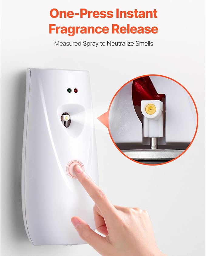 Happybuy Automatic Air Freshener Spray Dispenser (4 - Pack), Wall - Mountable or Freestanding, Battery - Powered with Multiple Time Settings, Ideal for Home, Indoor Areas like Bathrooms, White