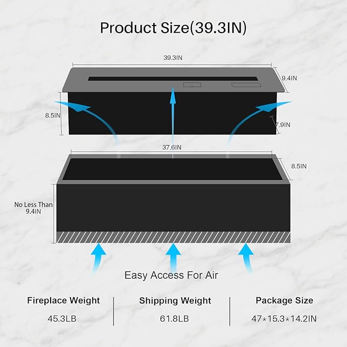 3D Water Vapor Fireplace Smart APP Electric Flame Decoration Steam Fireplace Humidifier for Office, Home, Hotel,Restaurant(Color,39.3")