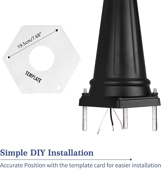 Dusk to Dawn Sensor Outdoor Lamp Post Light 3-Head, Classic Black Light Pole with Clear Glass Panels (3 LED Bulbs Included, Max.100W), Waterproof Outside Street Light for Backyard, Garden, Driveway