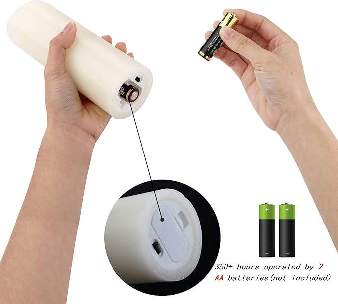 Eywamage Realistic Ivory Slim Flameless Pillar Candes with Remote, Real Wax Flickering Tall LED Battery Fireplace Candles Set of 9