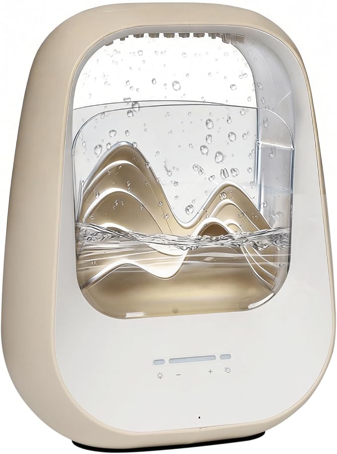 Rain Drop White Noise Machine with Realistic Rain Sounds – Sleep Therapy Humidifier, Bluetooth Speaker, Ambient Light & Aroma Diffuser for Bedroom Relaxation, Meditation & Stress Relief(Beige)