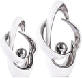 2PCS Home Decor Accent Ceramic Statue Abstract Sculptures Centerpieces Mid Century Modern Decor for Tables Coffee Table top Decorations for Living Room Desktop Shelf Dining Room Kitchen (White Silver)