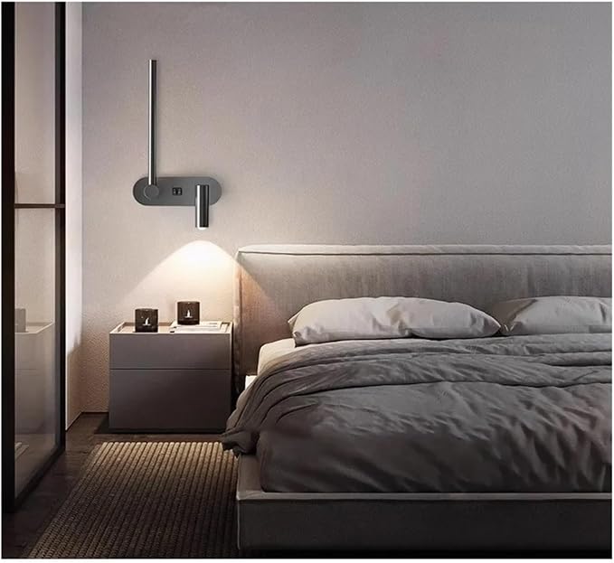 Modern Minimalist Light Luxury LED Wall Lamp Bedroom Bedside Living Room Background Decoration Study Rotating Spotlight,Practical Lighting fixtures
